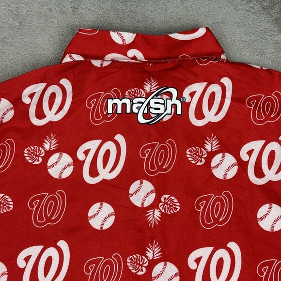 MLB Washington Nationals Shirt Mens Red Hawaiian Baseball Lightweight Button Up - Picture 6 of 8